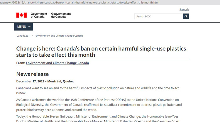 Canada cấm nhựa